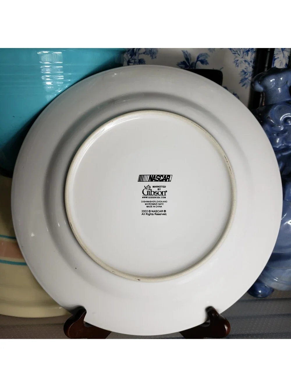 Vintage Gibson Nascar Dinner Plates Set of TWO 2002 Ceramic Racing Car